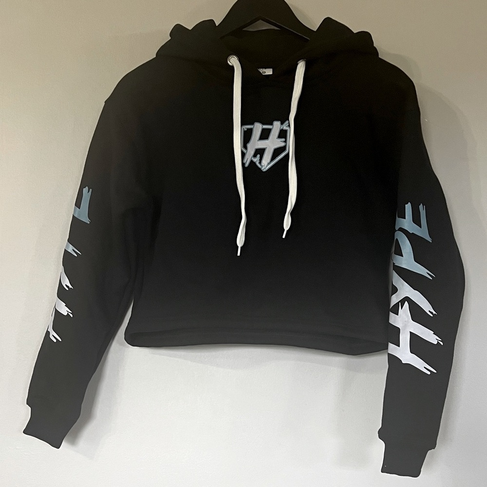 Hype Black Hoodie with Blue and White Accents